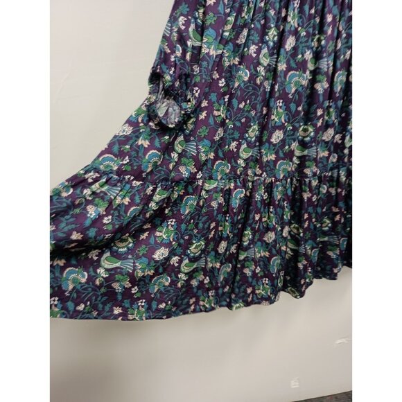 Destination 365 BOHO Dress 1X Purple Floral Print Tiered Midi Long sleeve Casual - Picture 4 of 9
